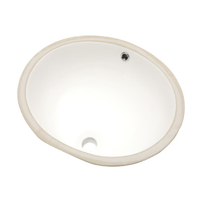 19"W x16"D White Ceramic Oval Undermount Bathroom Vessel Sink with Overflow
