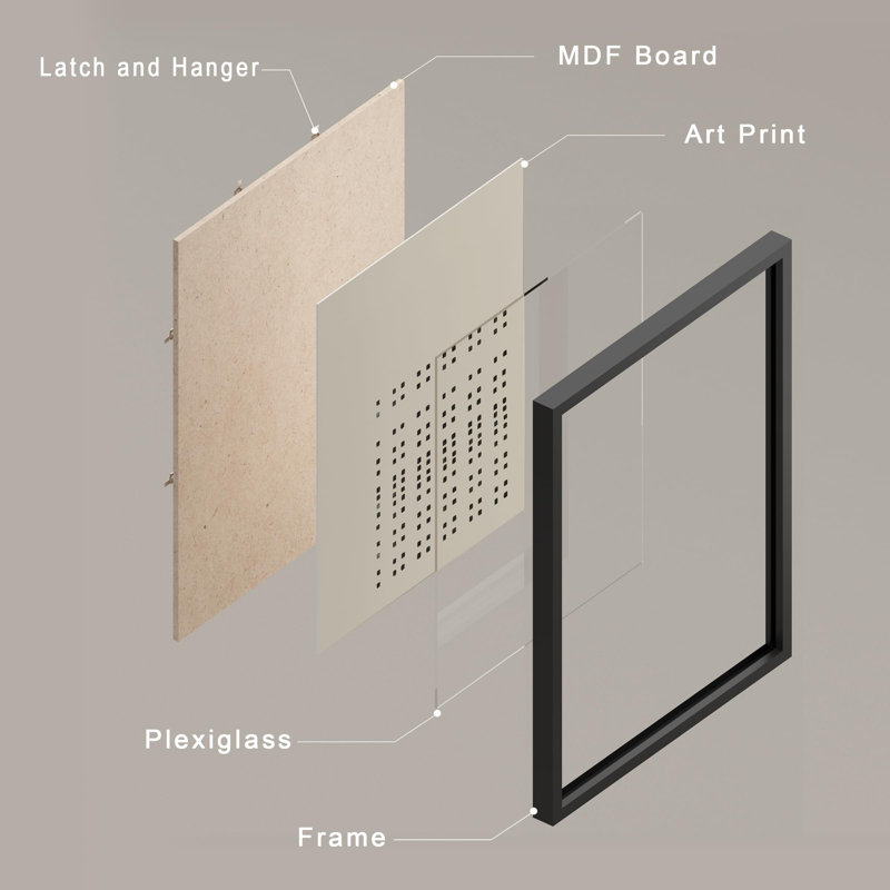 " Precision And Pattern Modern Dot Matrix ", Black Framed, 10" H x 8" W