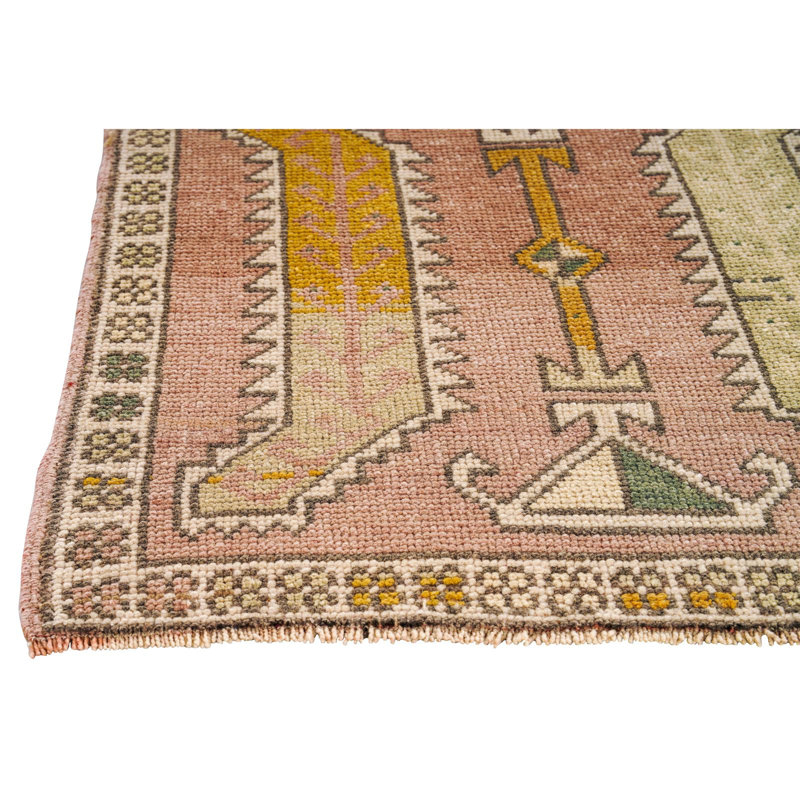 Tapis tribal turc anatolien rétro fait à la main 2 x 3