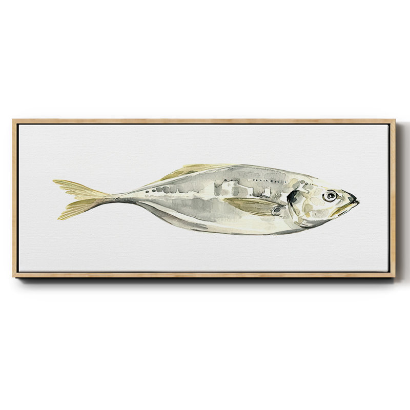 Silver Fish III- Framed Canvas, 20" H x 50" W