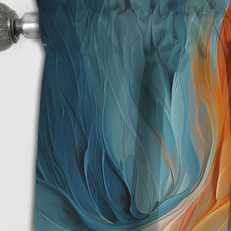 Teal orange Bold Abstract Flow Collage I - Rideau abstrait occultant Dams - 1 panneau, L 52 po x L 84 po