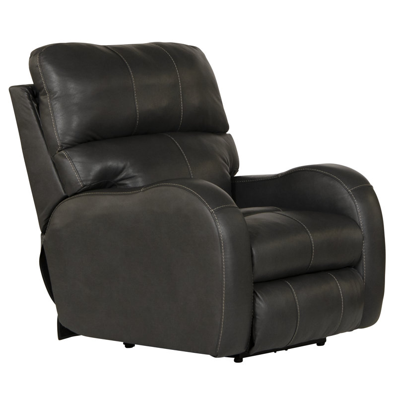 Fauteuil inclinable électrique en cuir italien Friese avec appui-tête réglable, Cuir gris