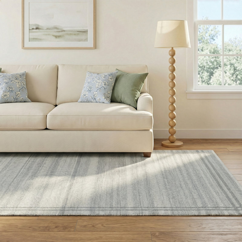 Lavande Striped Wool Area Rug, Rectangle 5' x 7'6"