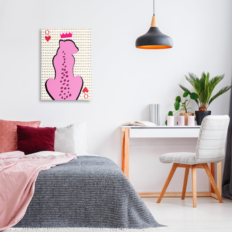 «Queen of Hearts Leopard», art mural sur toile par Ann Quach, H 30 po x l 20 po