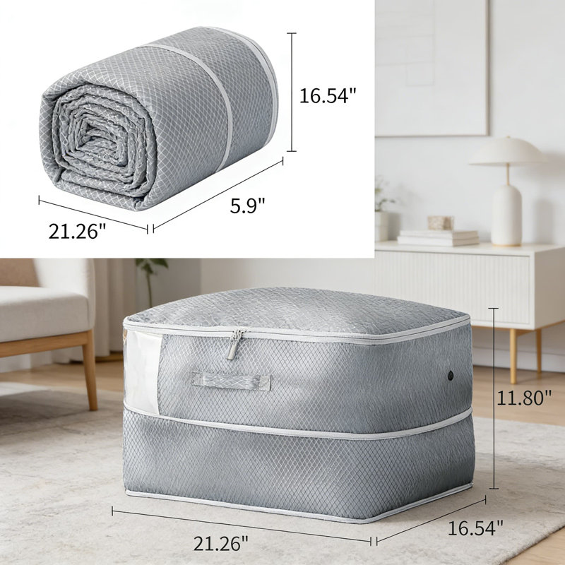 Ensemble de 3 sacs de rangement pour édredon - Organisateur de rangement à compression de grande capacité pour la literie, les oreillers, les couettes et les vêtements saisonniers avec fenêtre transparente et poignées