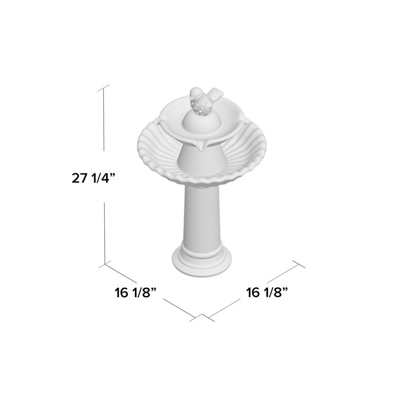 Ceramic / Porcelain Tiered Birdbath, Ivory