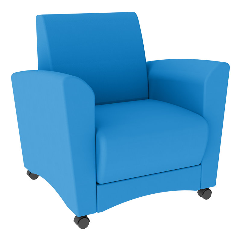 Shapes Series II Vinyl Seat Reception Chair with Wood Frame, French Blue Smooth Grain