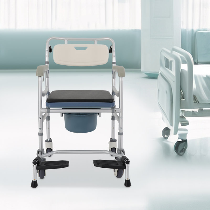 Foldable Height Adjustable Toilet Chair(Flat Seat)