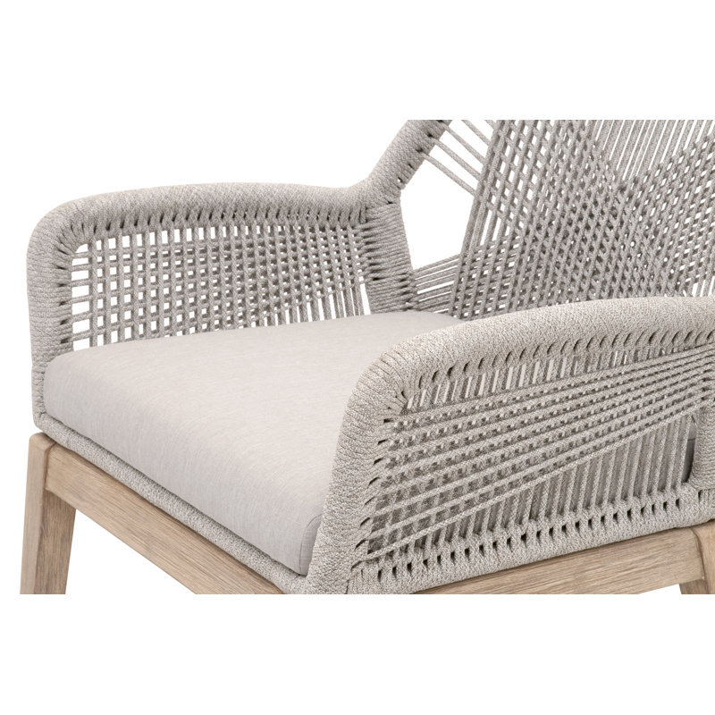 Krisily 19.5'' H Upholstered Mahogany Armchair, Taupe/White