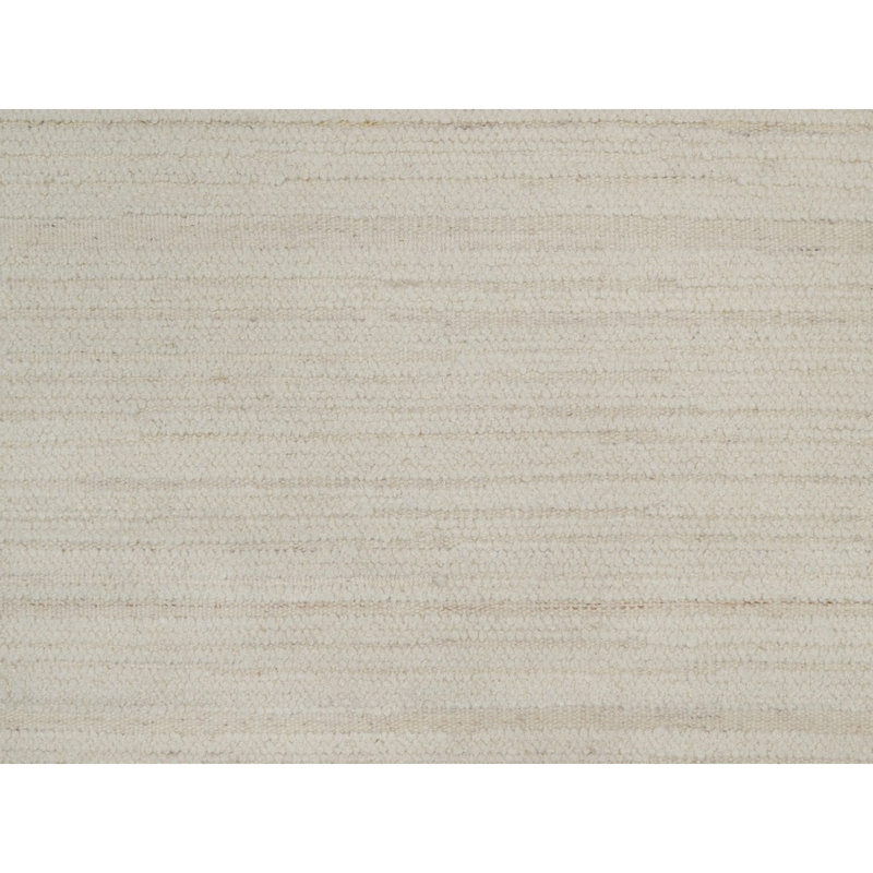 Tapis oriental rond 6 pi x 6 pi blanc, noué à la main, moderne, tissé à plat, ton sur ton, texturé, laine naturelle non teinte