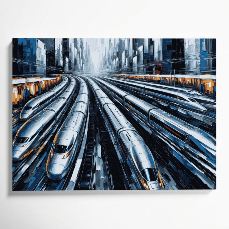 Art moderne sur toile gris, H 20 po x l 24 po