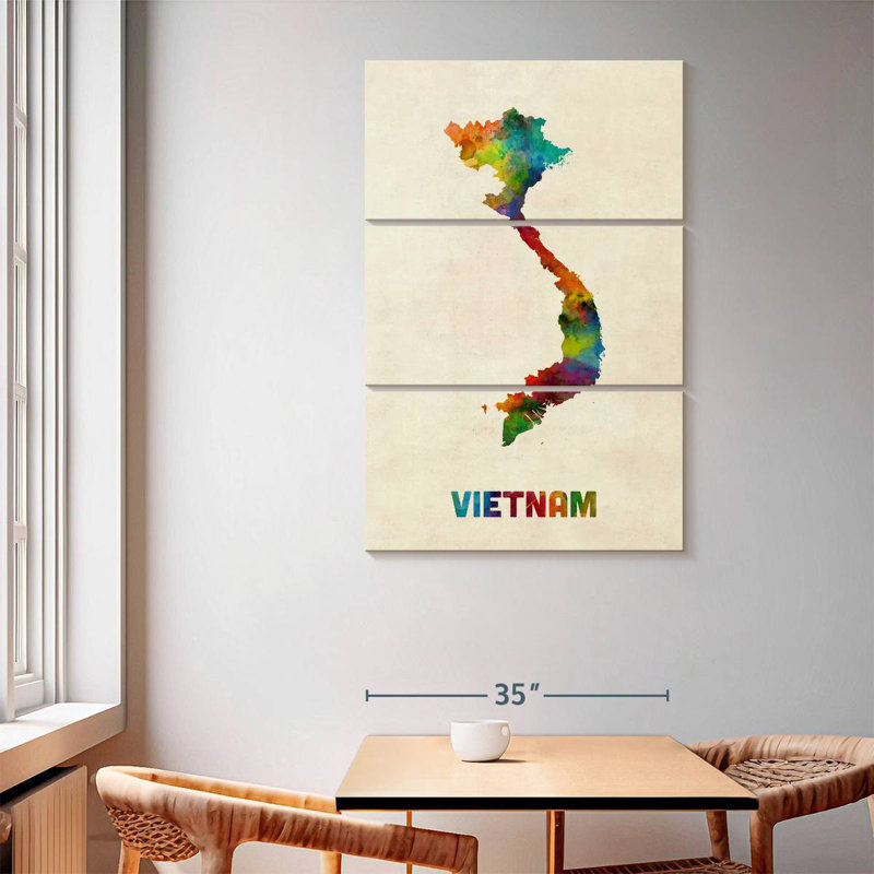 Carte d'aquarelle Aliaz Vietnam II, H 65 po x l 42 po