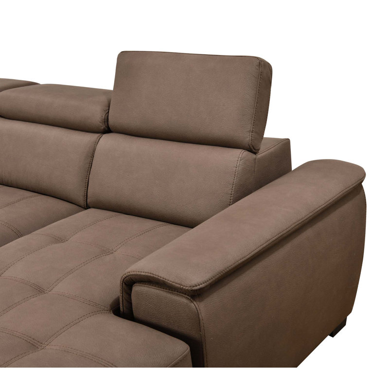 Joel 121-Inch U-Shaped Sleeper Sofa, Dark Brown