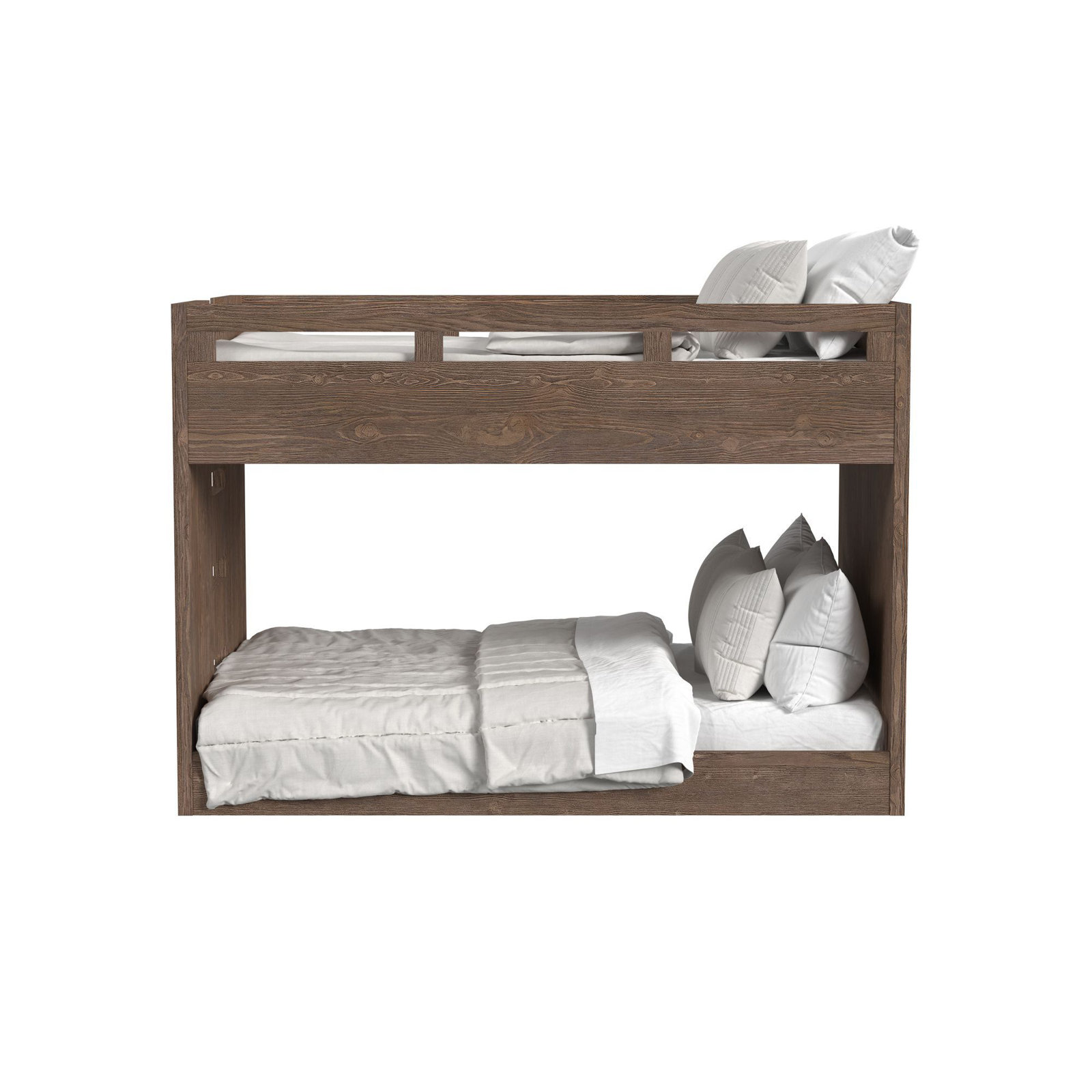 Jemma Solid Wood Bunk Bed, Full over Full, Harvest Brown