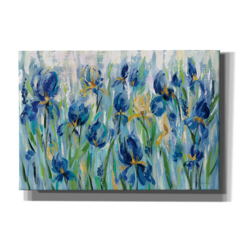 «Iris Flower Bed» par Silvia Vassileva, art mural sur toile, 26 po x 18 po, H 18 po x l 26 po x P 0,75 po