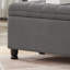 Banc de rangement en lin gris foncé avec boutons élégants-2041242339