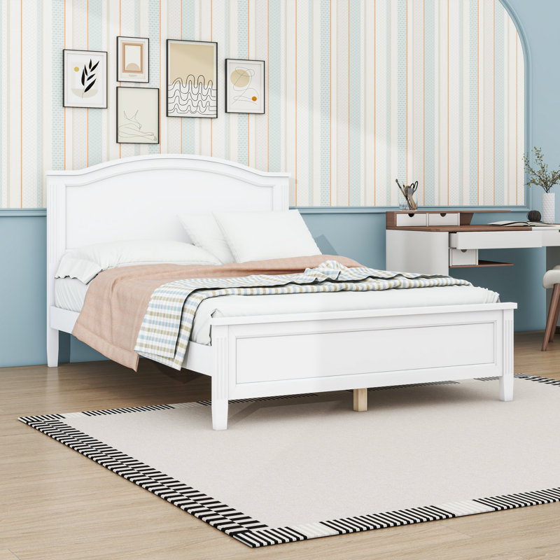 Lit plateforme avec tête de lit, Lit double, Blanc