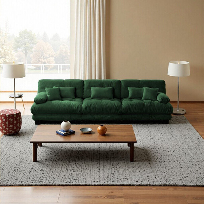 Canapé modulaire en chenille 3 places - Canapé modulaire à assise profonde pour salon confortable, vert, Vert