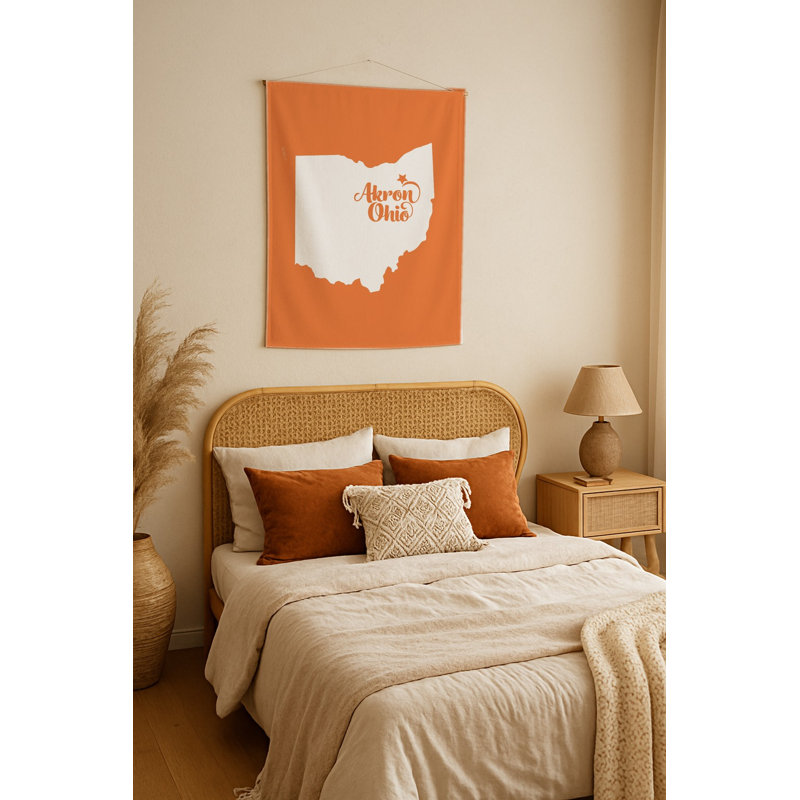 Tapisserie murale Home Sweet Akron - Ohio State Silhouette - Portrait, H 36 po x l 26 po