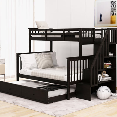Twin Size Trundle Twinfull Bunk Bed, , With Practical And Strategic Bedroom Storage Options For Maximized Use Bed In Functional