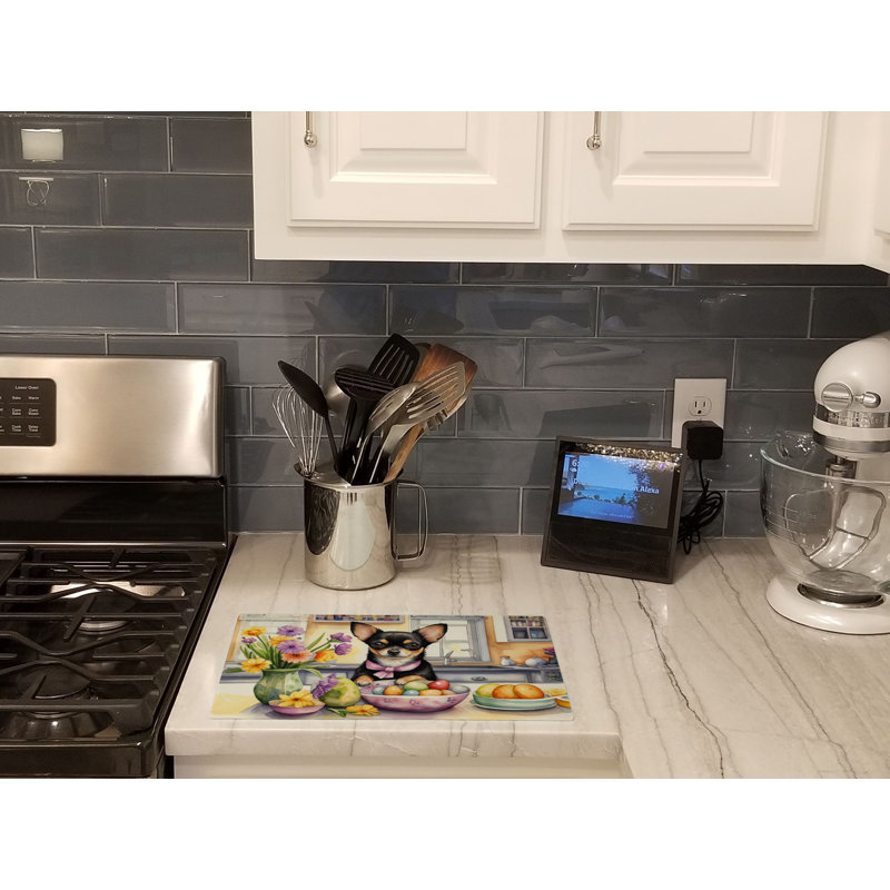 Decorating Easter Chihuahua Glass Cutting Board