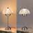 Selene 16.3"H Chrome LED Table Lamp–Striped Acrylic Mushroom Shade, 4-Level Touch Dimmable with Memory, Modern Plug-in Desk Light for Bedside, Dorm, Home Office-122941870