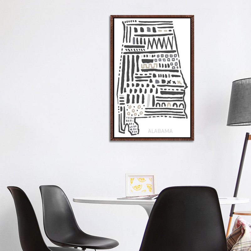 Alabama - Print on Canvas, 66.04 cm H x 45.72 cm W, Classic Brown Wood Framed