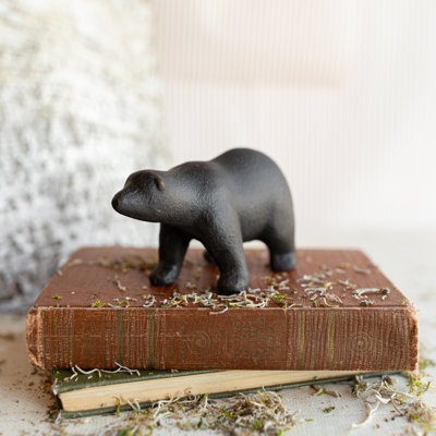 Foreside Home & Garden Standing Bear Figure Black Cast Iron