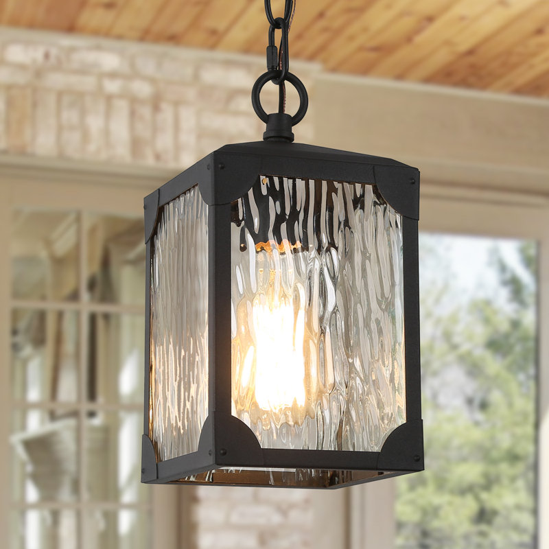 Lanterne suspendue d'extérieur texturée noir mat à 1 lumière H 10 po Cosimo