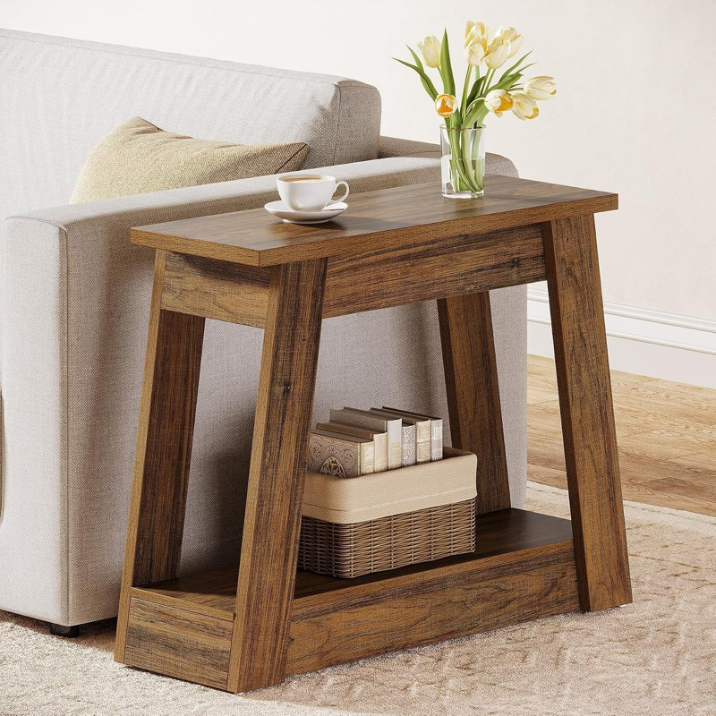Table de bout à 2 niveaux Tribesigns, petite table d'appoint avec 2 tablettes de rangement pour le salon