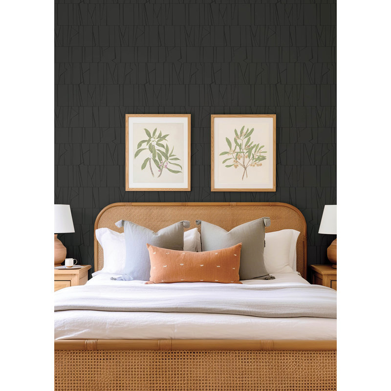 Huntington Indigo Geometric Stripe Wallpaper, Black