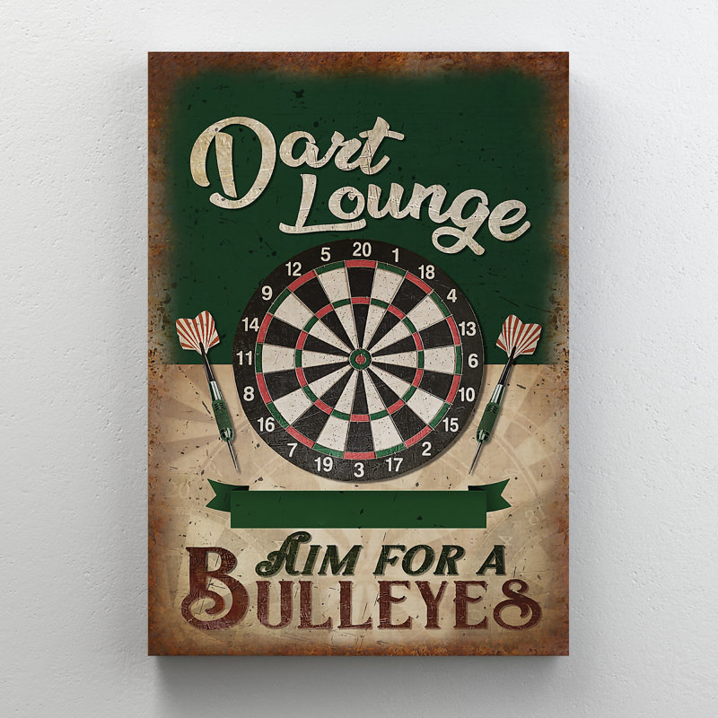 Dart Board - Dart Lounge - 1 Piece Rectangle Graphic Art Print On Wrapped Canvas, 36" H x 24" W x 2" D