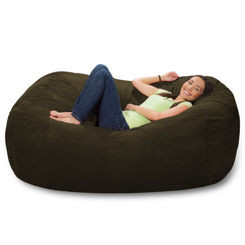 Bean Bag Chair Lounger - Large 6-Foot Shredded Memory Foam Bean Bag Chair - Removable, Machine Washable Microfiber Cover - Cozy 2-Person Breton Brand Sofa Lounger for Reading, Relaxing, and Gaming, in Multiple Colors and Fabrics