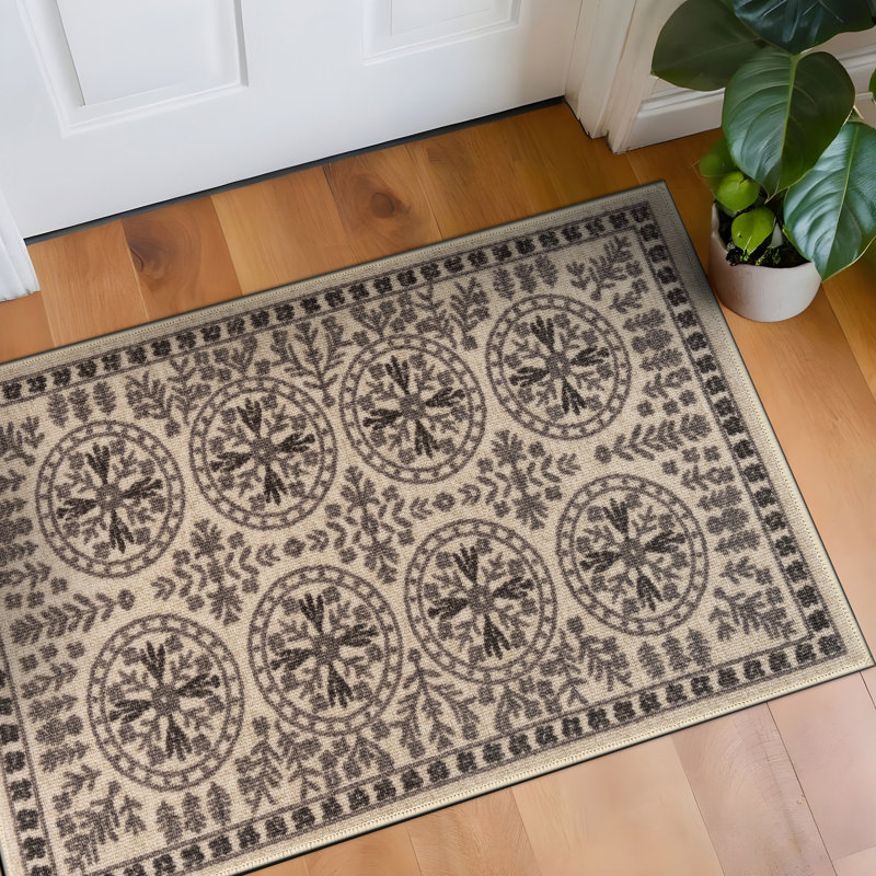 Tapis d'intérieur tissé à la machine Bolk, Crème, 2'x3'