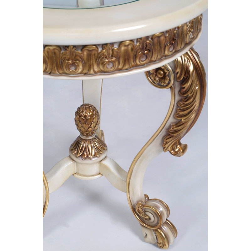 Salvato Glass Top End Table, Antique Light Gold