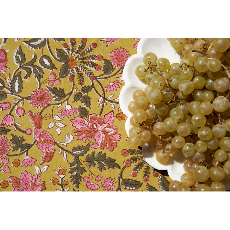 Damaris Tablecloth - Pink/Mustard - 59" x 59", 59'' Square