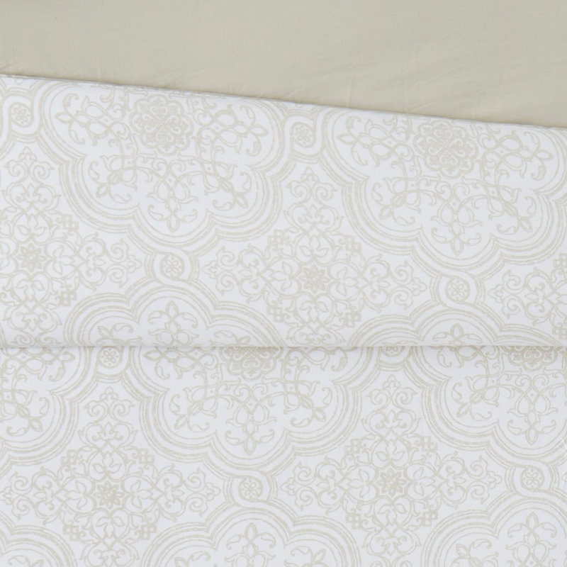 Ensemble d'édredon en coton 3 pièces Fuad, Édredon simple + 1 taie décorative standard