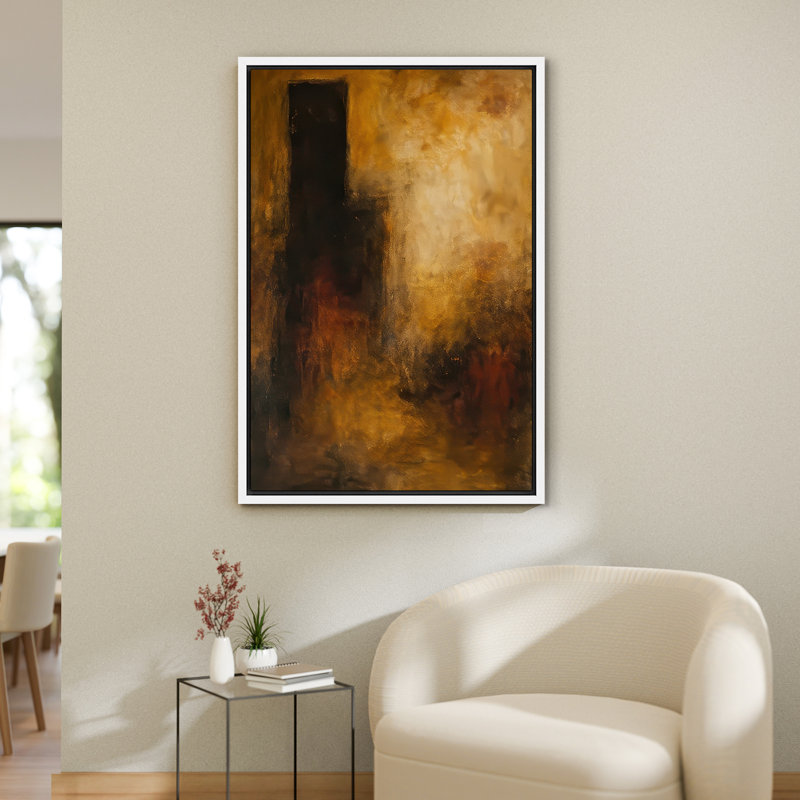 Reproduction abstraite neutre encadrée d'art mural sur toile pour la décoration du salon, H 24 po x l 16 po, Blanc