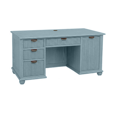 Bureau d'ordinateur moderne en bois massif cannelé avec rangement pour unité centrale