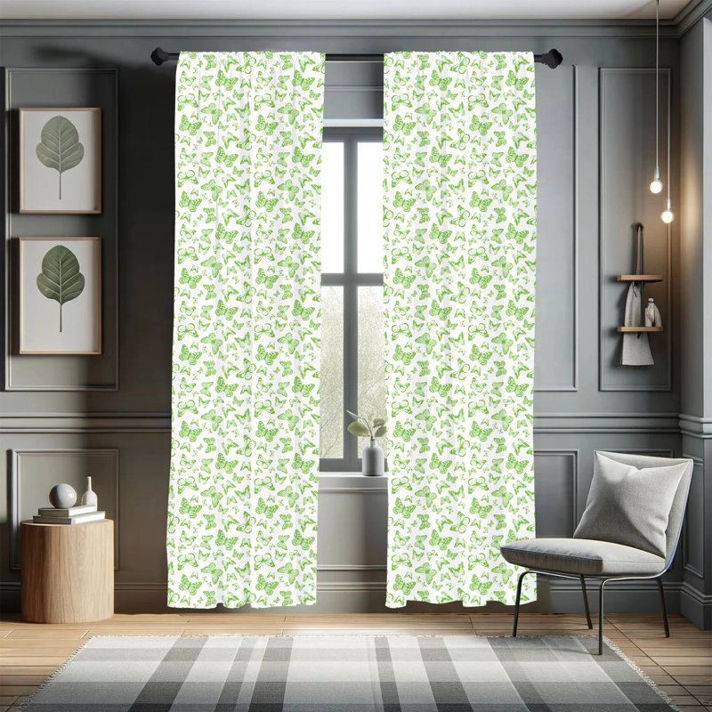 Butterfly Semi-Sheer Rod Pocket Curtain Panels, 28" x 84"