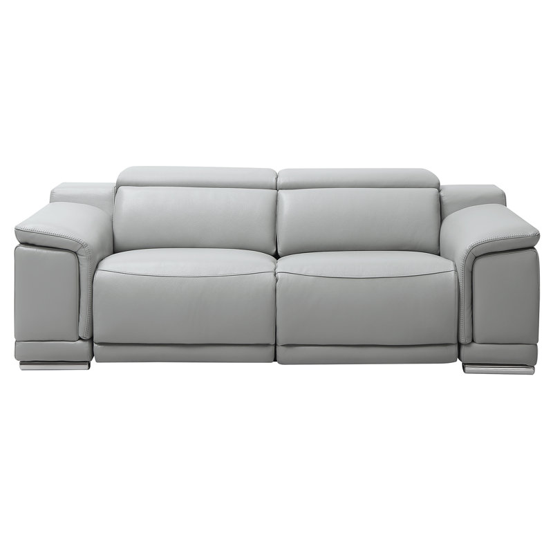 Leather Reclining sofa, Gray Genuine Leather