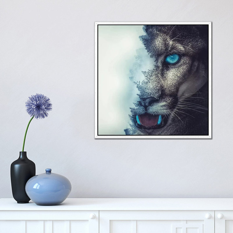 Puma by Paul Haag - Print on Canvas, 45.72 cm H x 45.72 cm W, White Framed