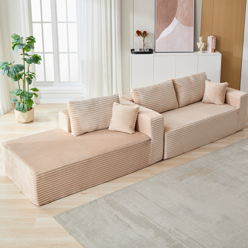 Canapé modulaire à compression avec méridienne confortable, canapé en forme de L avec siège profond et canapé-lit modulaire minimaliste