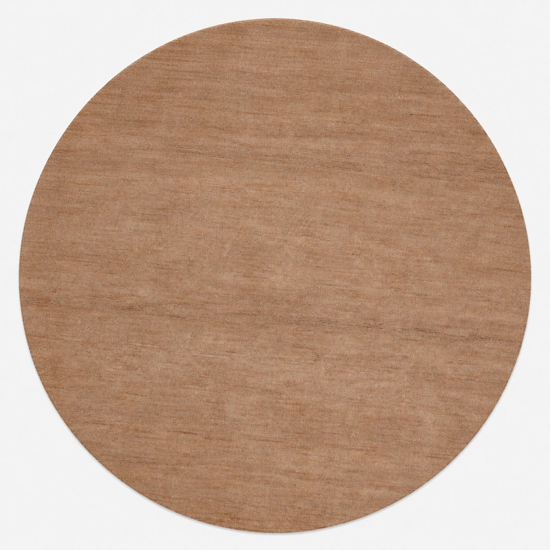 Tapis écologiques tissés à la main en laine tissée à la main - ronds, couleur chameau, conception unie, tapis épais antidérapants faits à la main pour le salon, la chambre à coucher