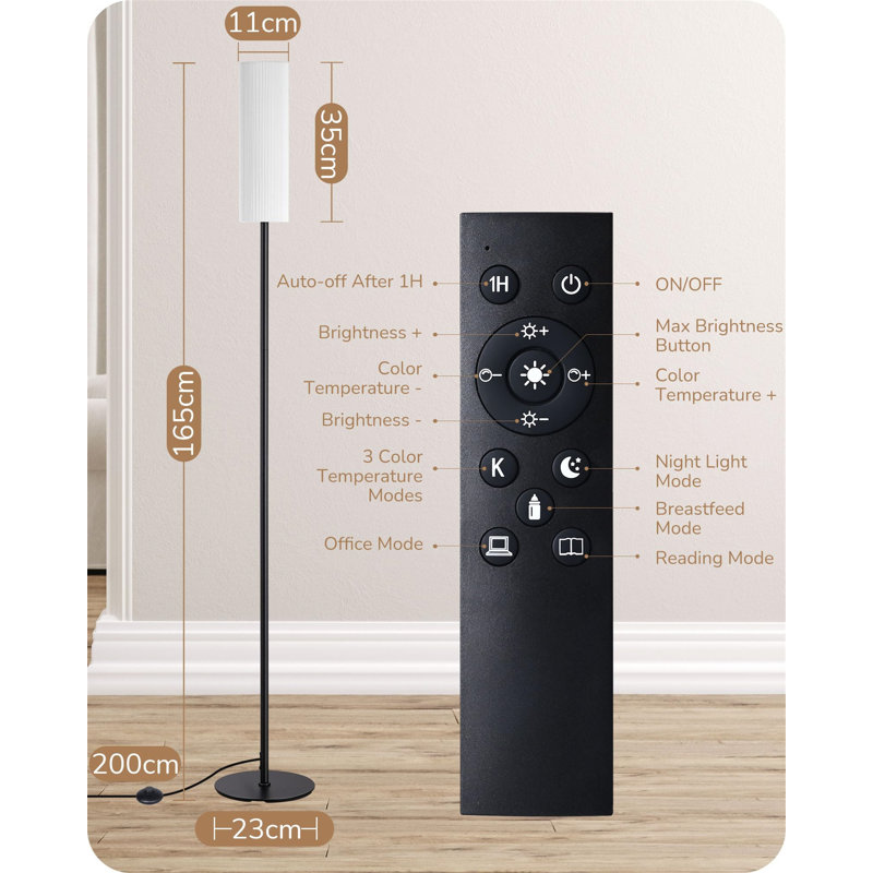 Asra 165cm Column Floor Lamp, Black