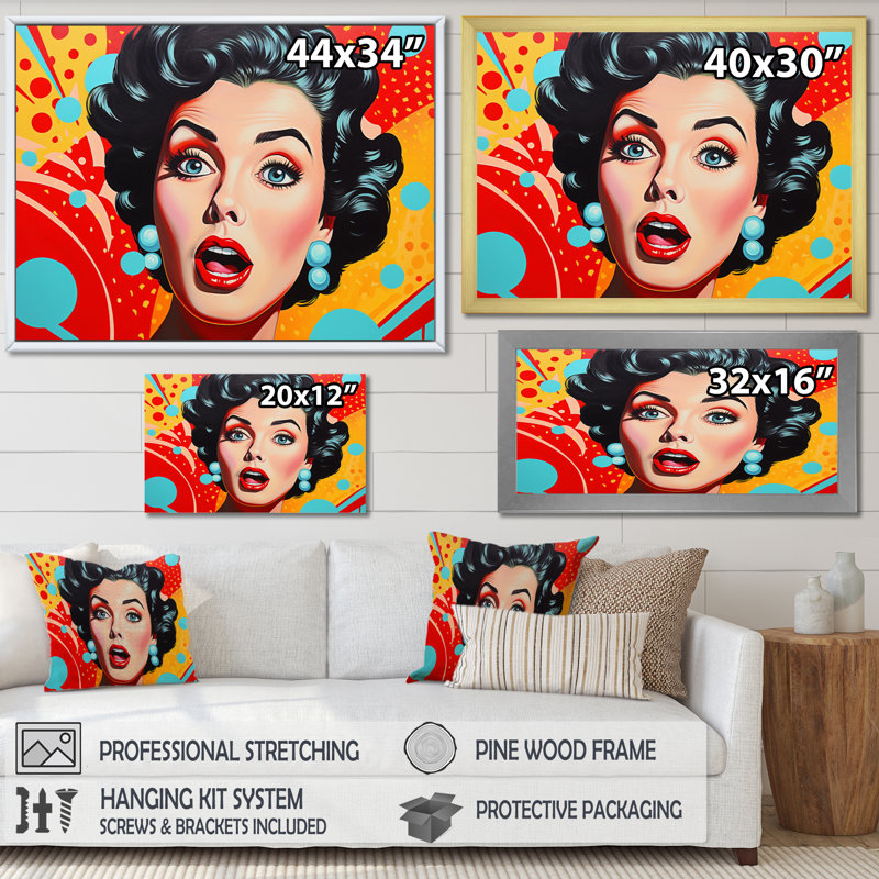 Pop Bubble Retro Portrait I, H 24 po x l 32 po x P 1 po, Cadre flottant noir