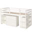 Low Study Twin Loft Bed With Cabinet And Rolling Portable Desk