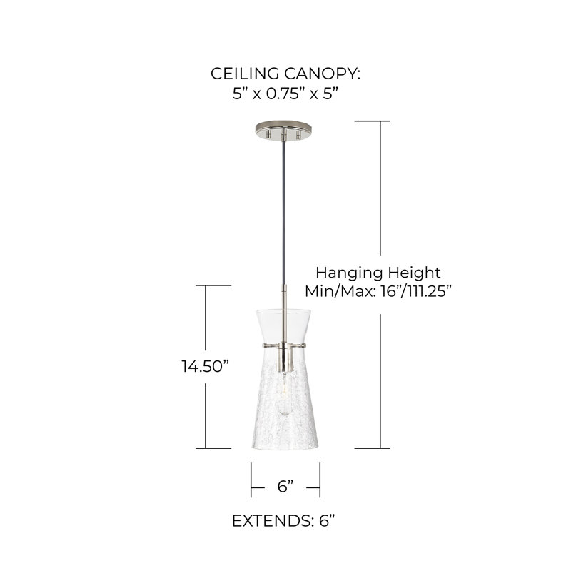 1 - Light Single Pendant, Silver