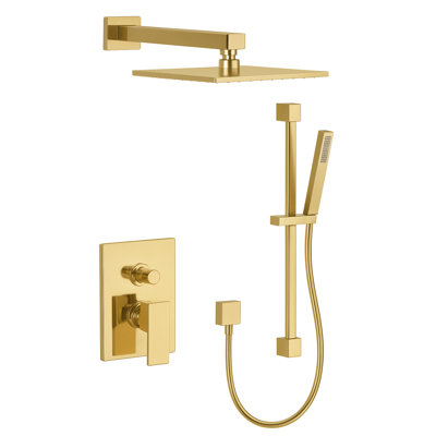 Scala Pressure Balance Shower System with 2-Way Diverter, 8-Inch Rain Shower Head and Hand Shower with Slide Bar, Valve Included
