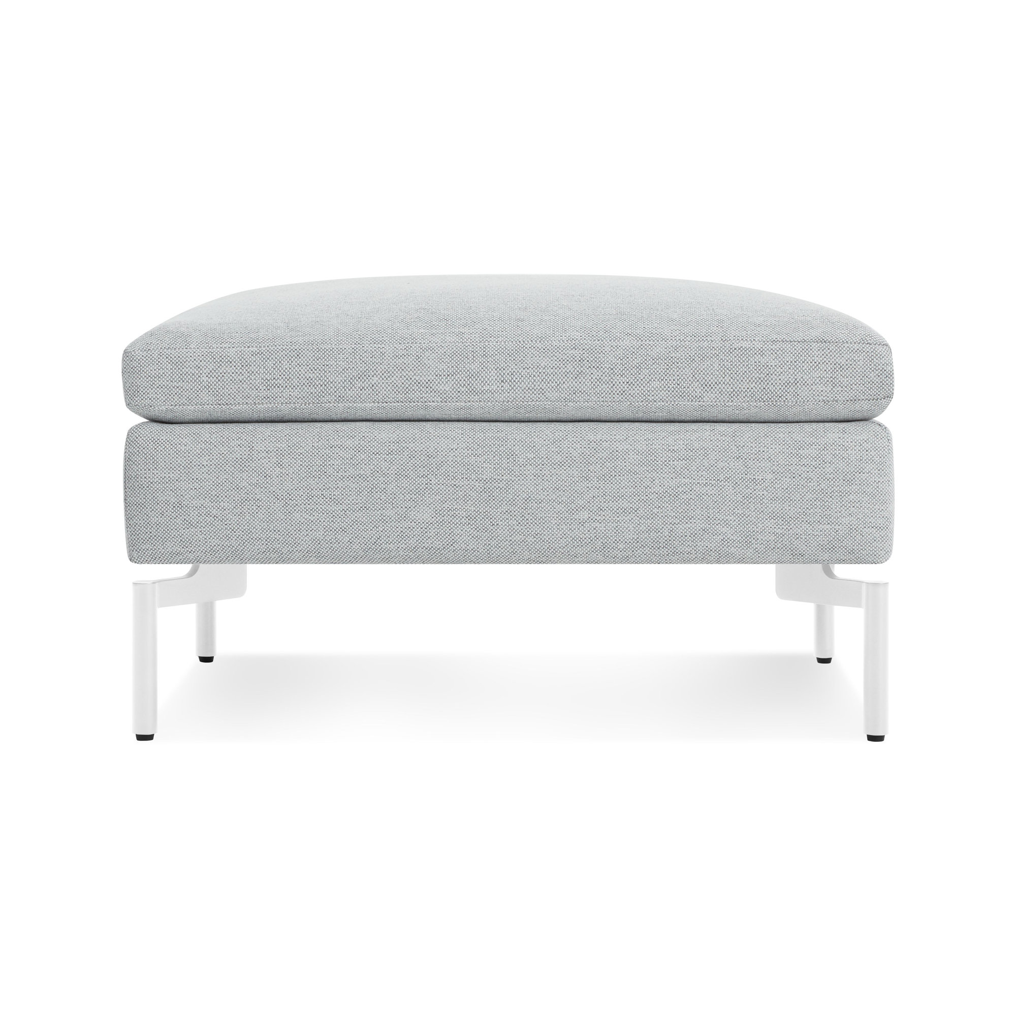 New Standard Upholstered Ottoman, Maharam Mode in Intaglio Crossweave, White